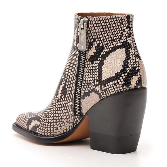 Chloe Rylee Leather Ankle Boots | Snakeskin Python Print Booties | 36 - Picture 12 of 14